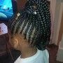 Kid's Braids ( Stich braids into ponytail with hair jewelry