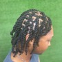 Wash re-twist above shoulders with two strand style