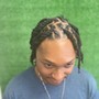 Wash re-twist above shoulders with two strand style