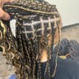 Knotless braids, top cornrow braids with individual knotless in the back, Boho braids