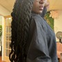 Goddess braids (curly hair hanging)