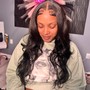 Sleek curly updo ponytail w/ bang leave out