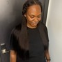 Sleek frontal ponytail on relaxed hair