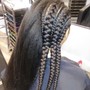 2 large feed in braids