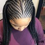 Feeding braids up back