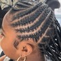 Small Cornrows w/ design or Braided Ponytail