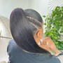 Small Cornrows w/ design or Braided Ponytail