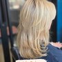 Full Balayage medium long hair with bleach