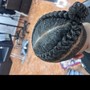 Braided feed in ponytail