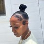 Sleek ponytails/buns