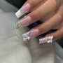 Acrylic  Full Set  in long nails with gel polish and designs